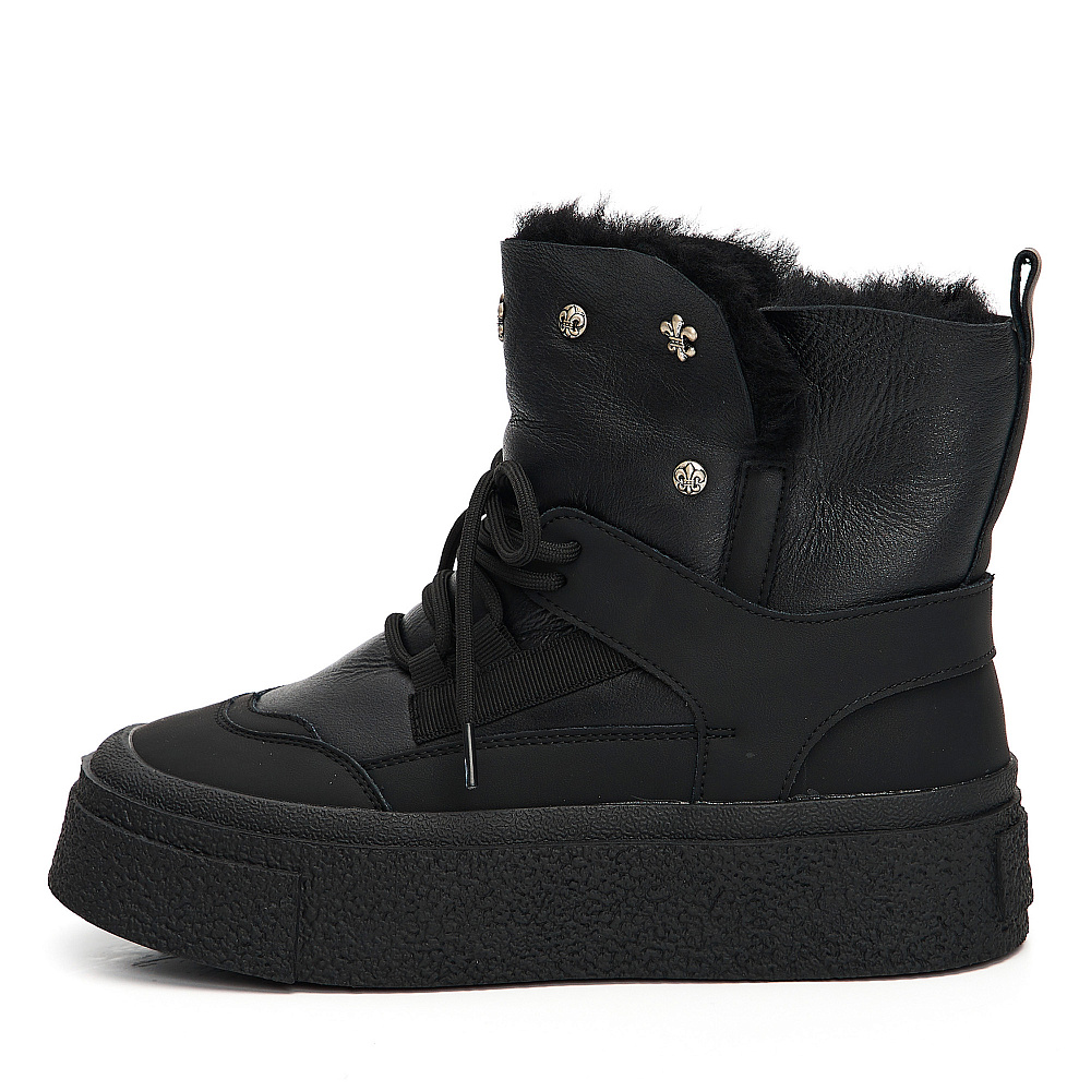 Черные дутики луноходы из гладкой кожи Respect