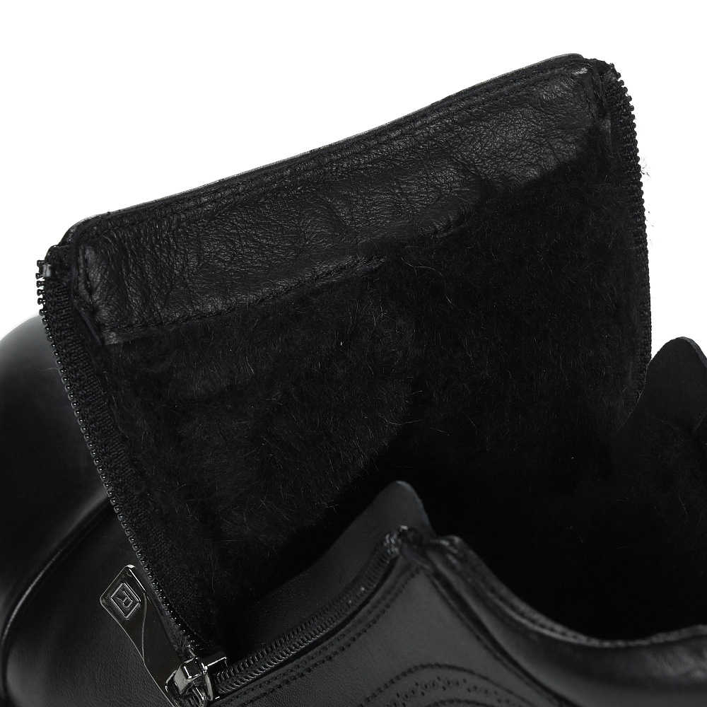 Черные утепленные ботинки из кожи без шнурков Respect