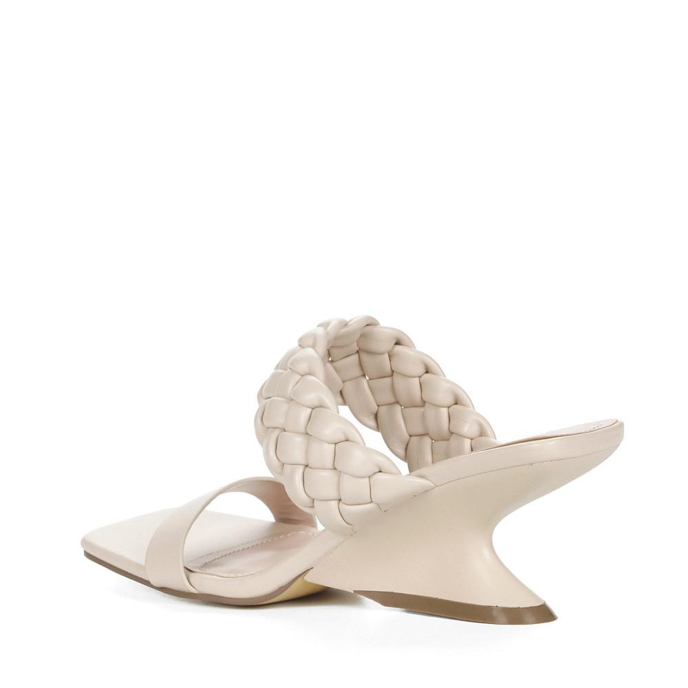 Бежевые сабо из плетеной экокожи на подкладке из экокожи Respect