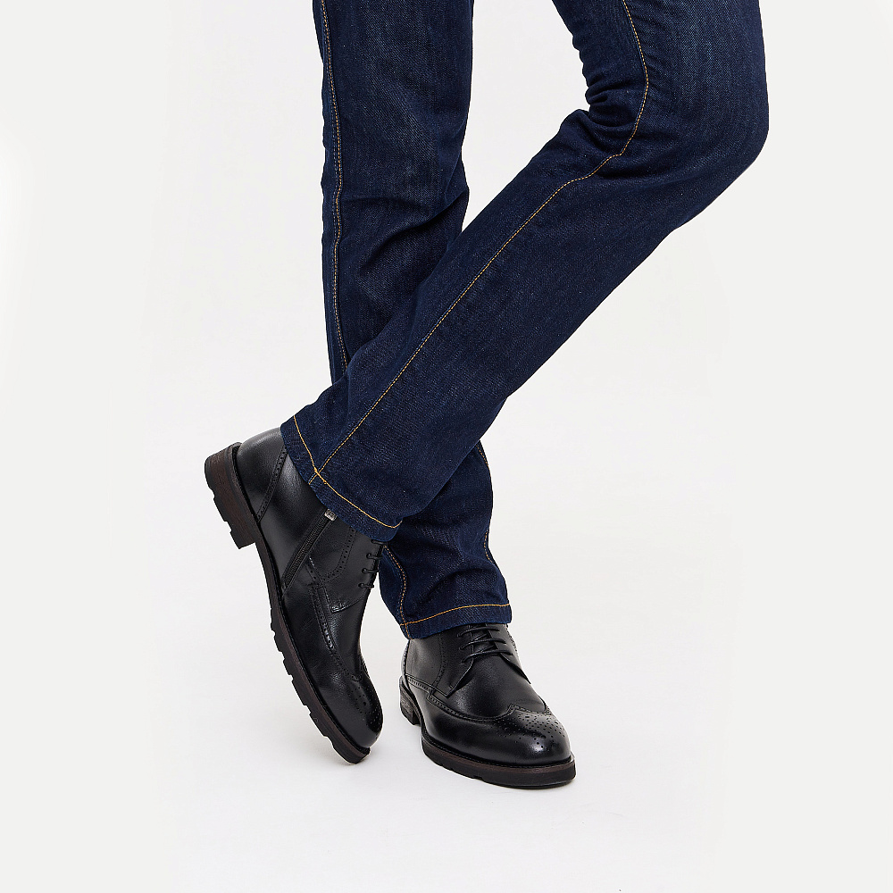 Черные брогированные ботинки RESPECT PREMIUM