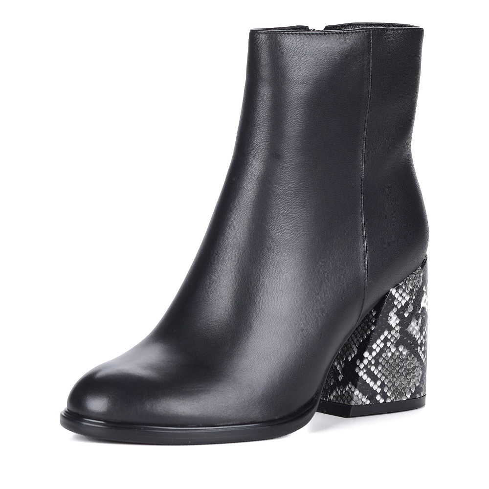 Черные ботильоны из натуральной кожи с анималистичным принтом на каблуке Respect