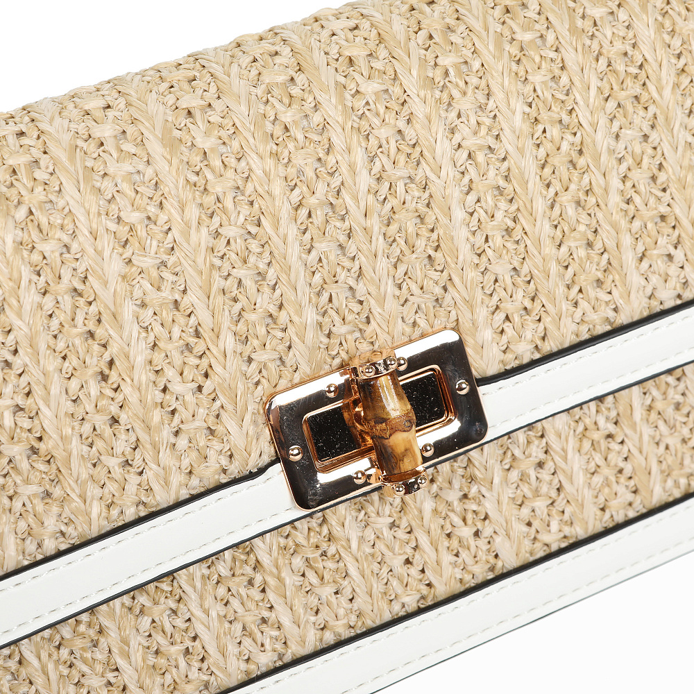 Бело-бежевая сумка из экокожи и текстиля Respect