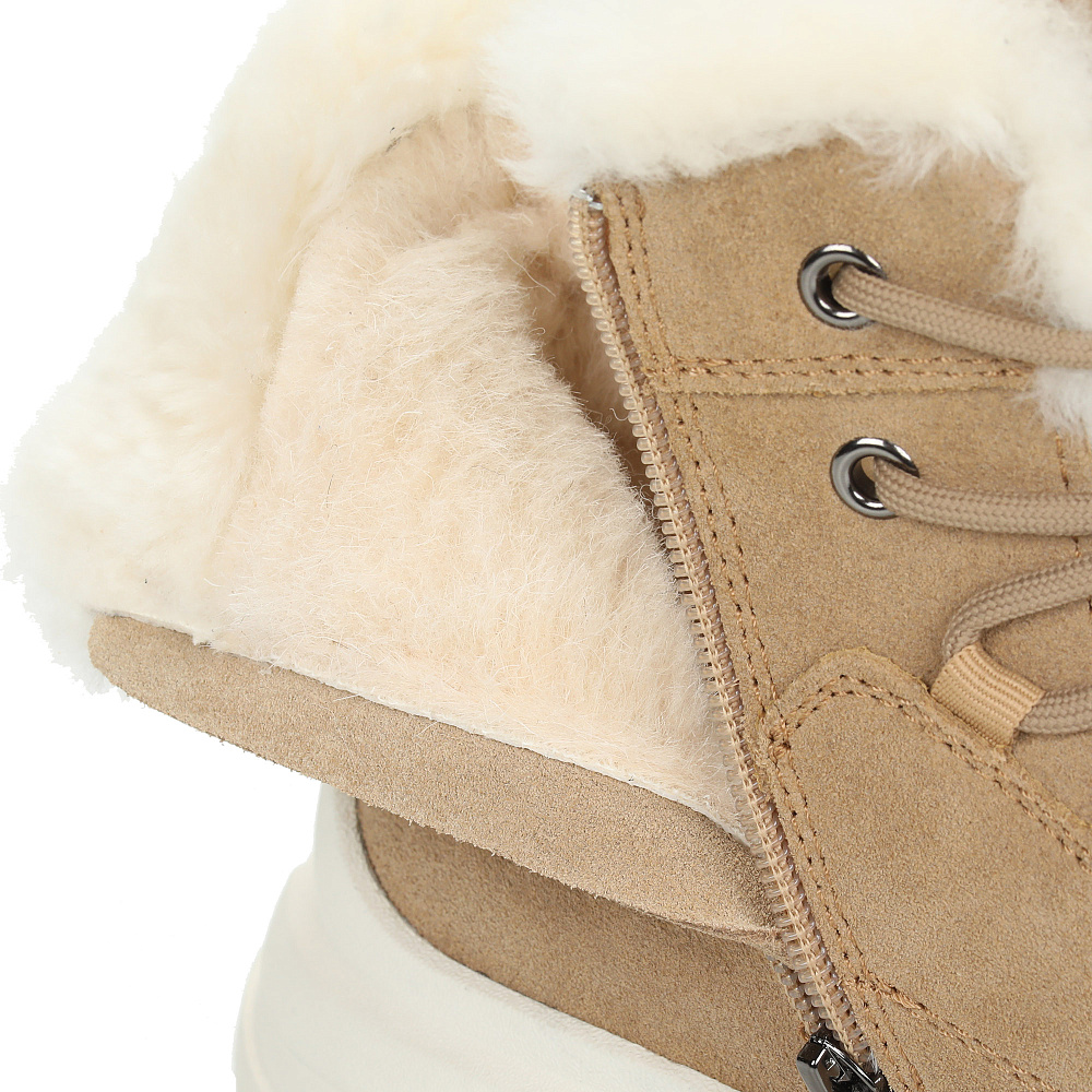 Бежевые утепленные ботинки из гидрофобного велюра Respect