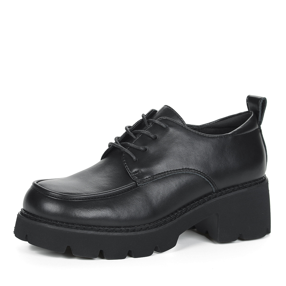 Черные закрытые туфли на шнурках из кожи без подкладки на утолщенной подошве Respect