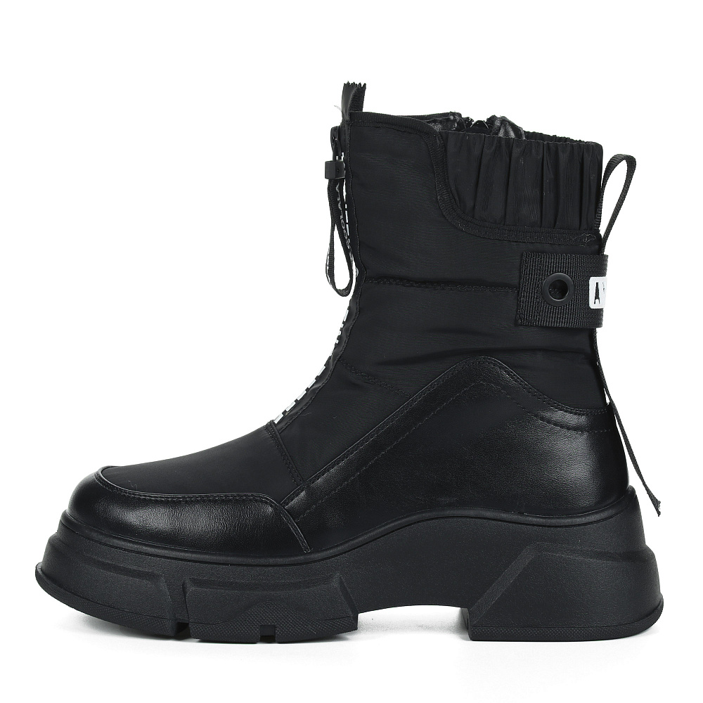 Черные дутики на молнии из текстиля на подкладке из шерсти Respect