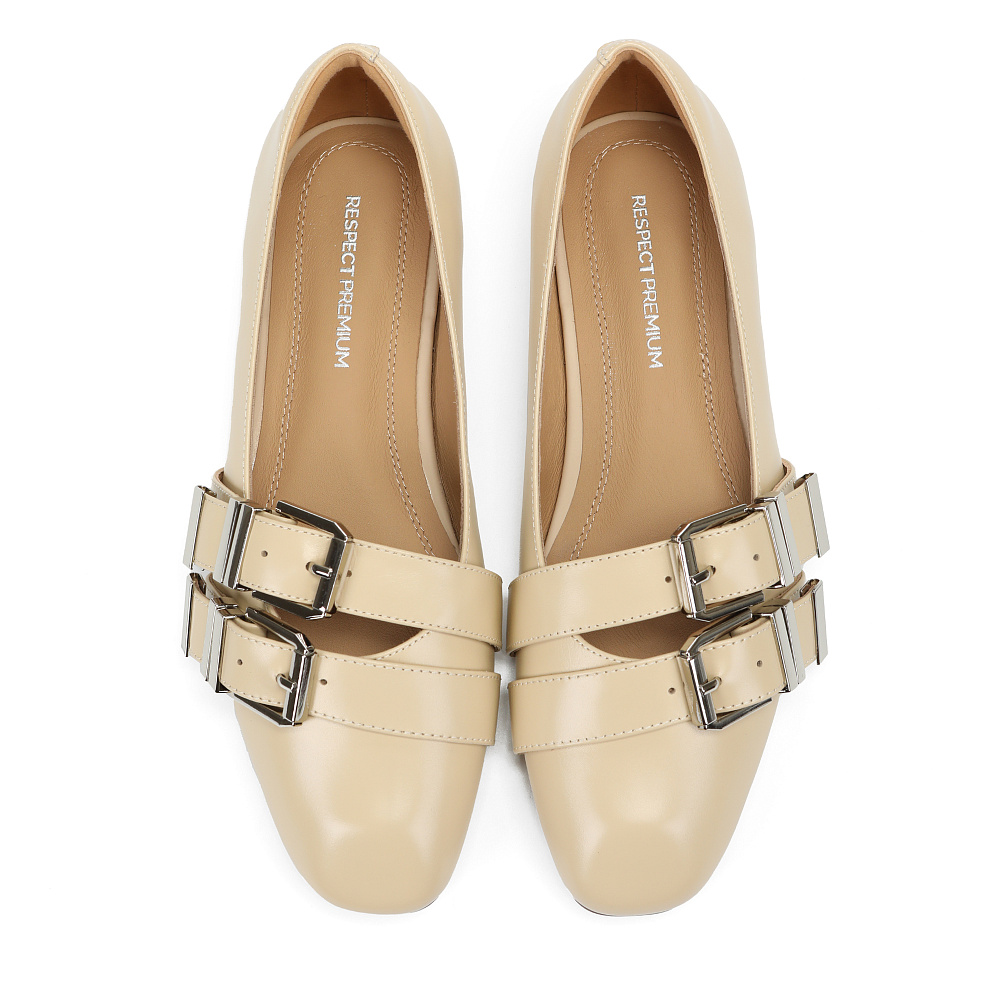 Бежевые балетки из гладкой кожи RESPECT PREMIUM