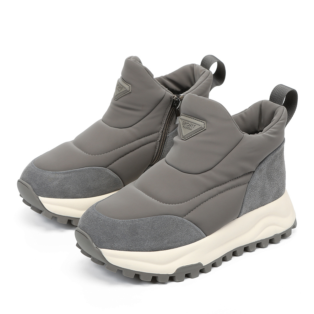 Темно-серые дутики из текстиля и кожи Respect