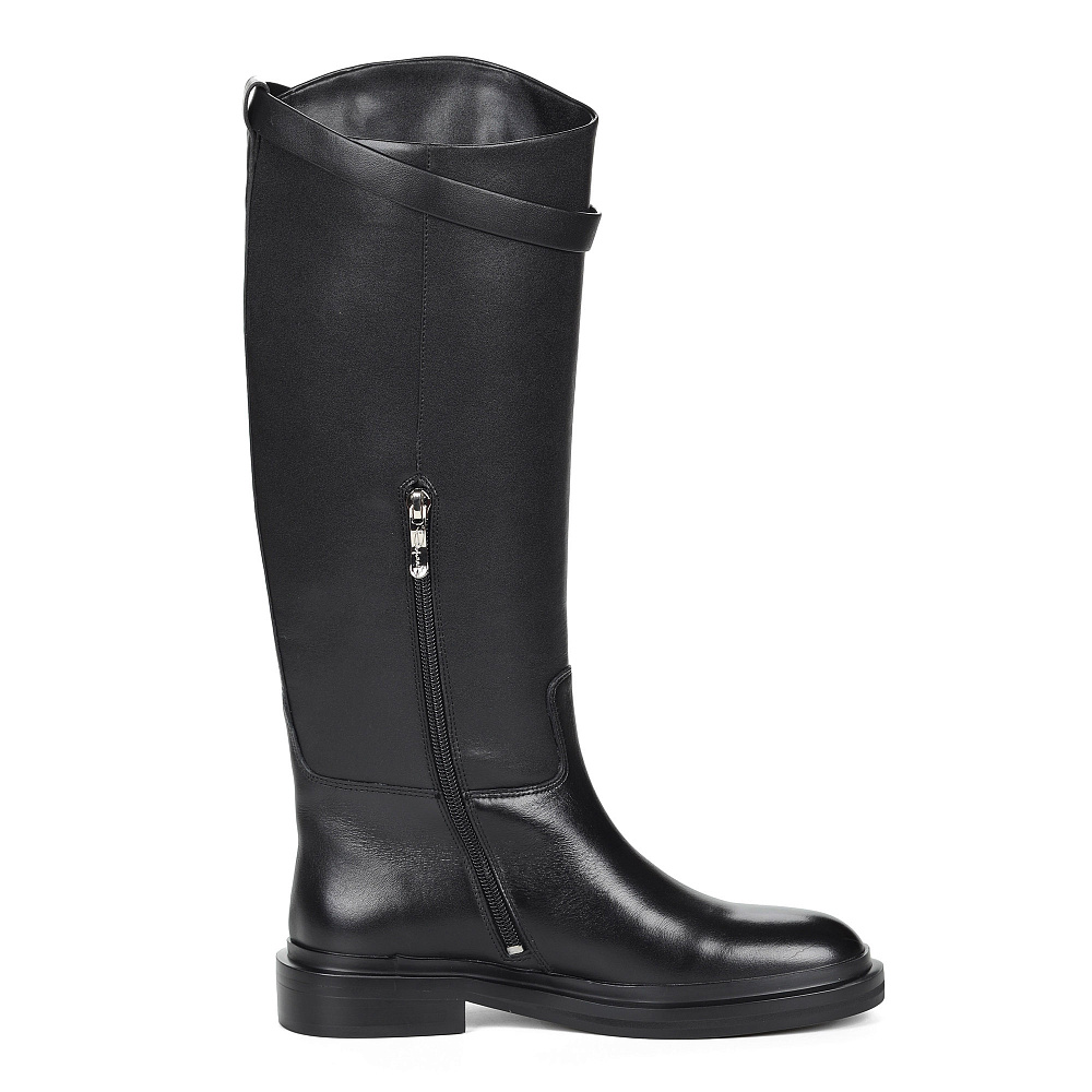 Черные сапоги из комбинированных материалов на подкладке из текстиля Respect