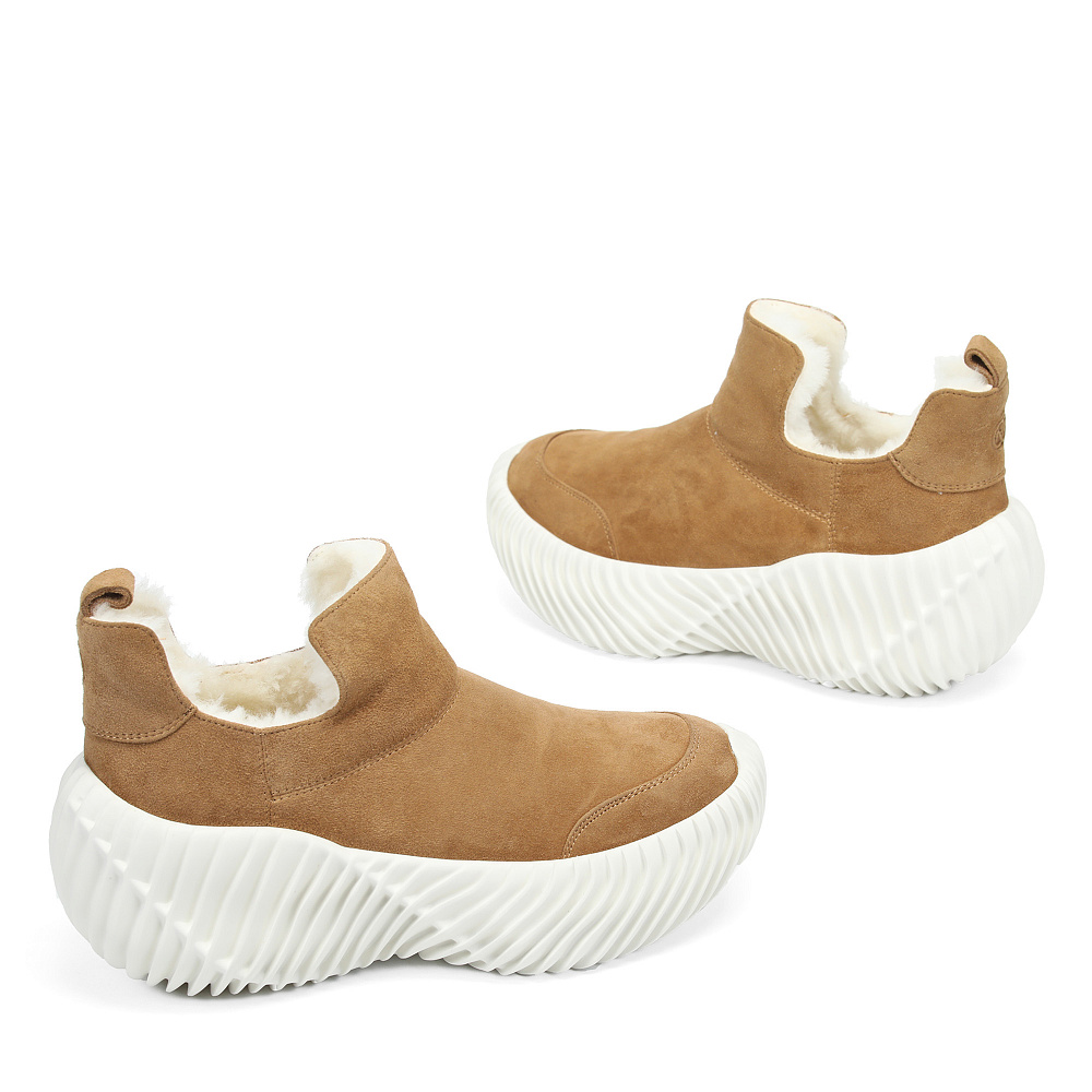 Бежевые зимние ботинки из натурального велюра RESPECT PREMIUM