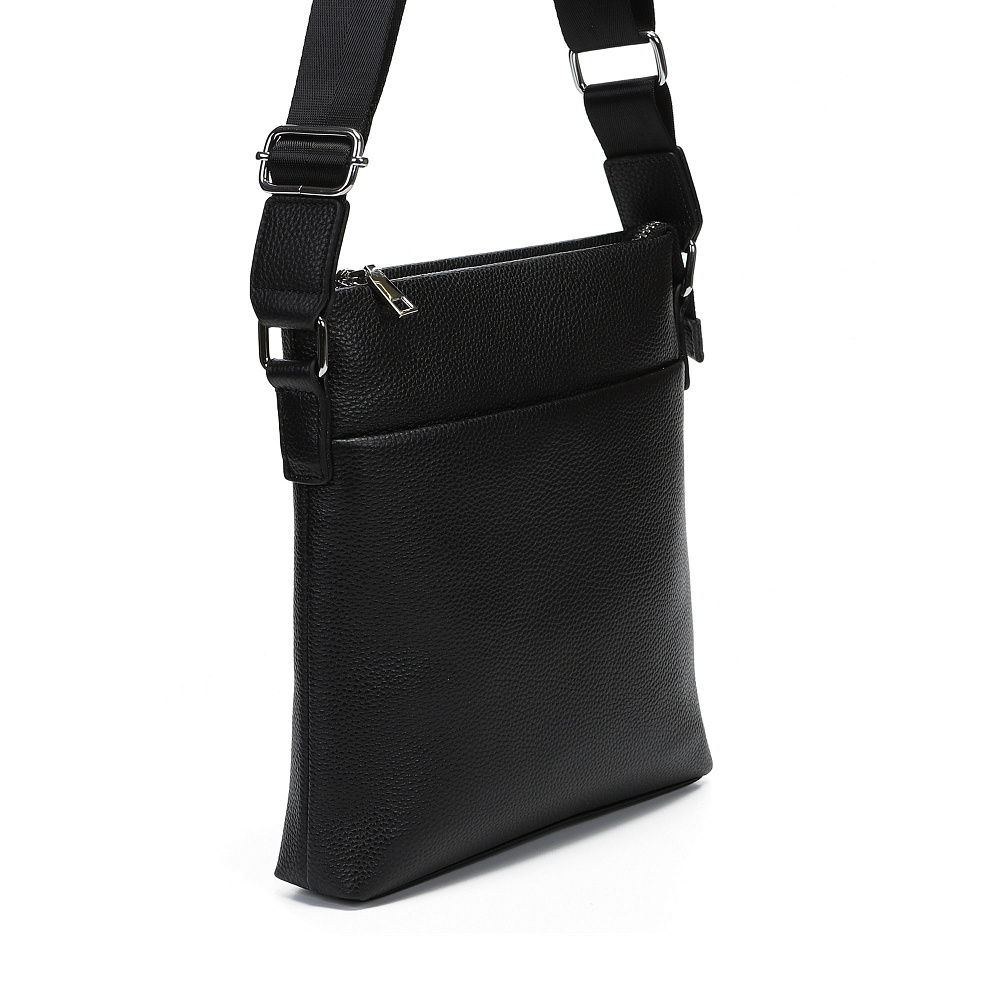 Черная сумка планшет из гладкой кожи Respect