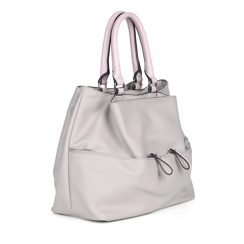 Серо-розовая сумка тоут из экокожи Portofiano