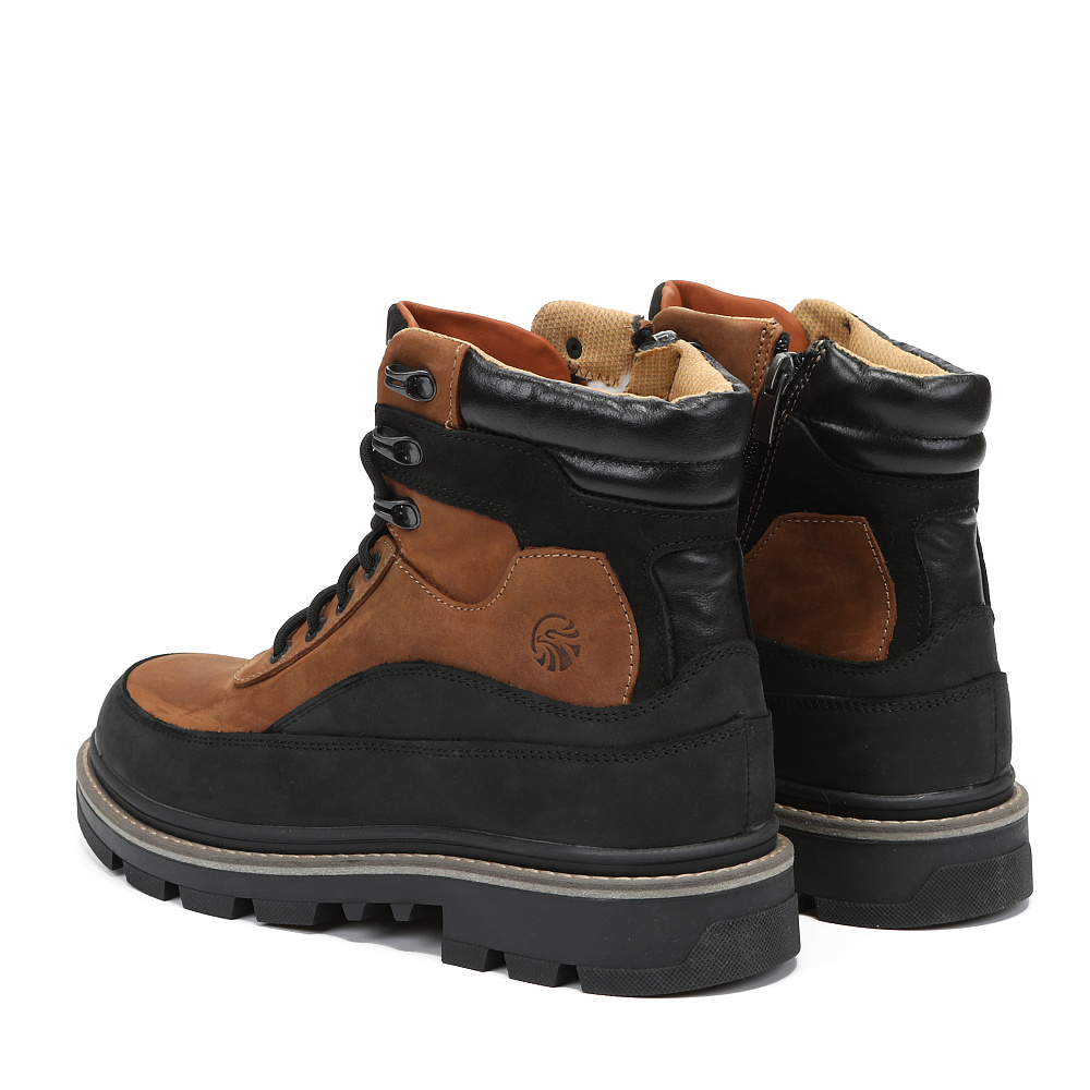 Черно-рыжие зимние ботинки из кожи Respect