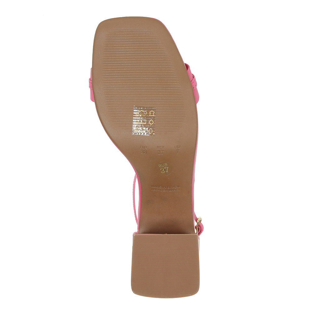 Босоножки цвета фуксия с декором из цепи из кожи на подкладке из экокожи на квадратном каблуке Respect