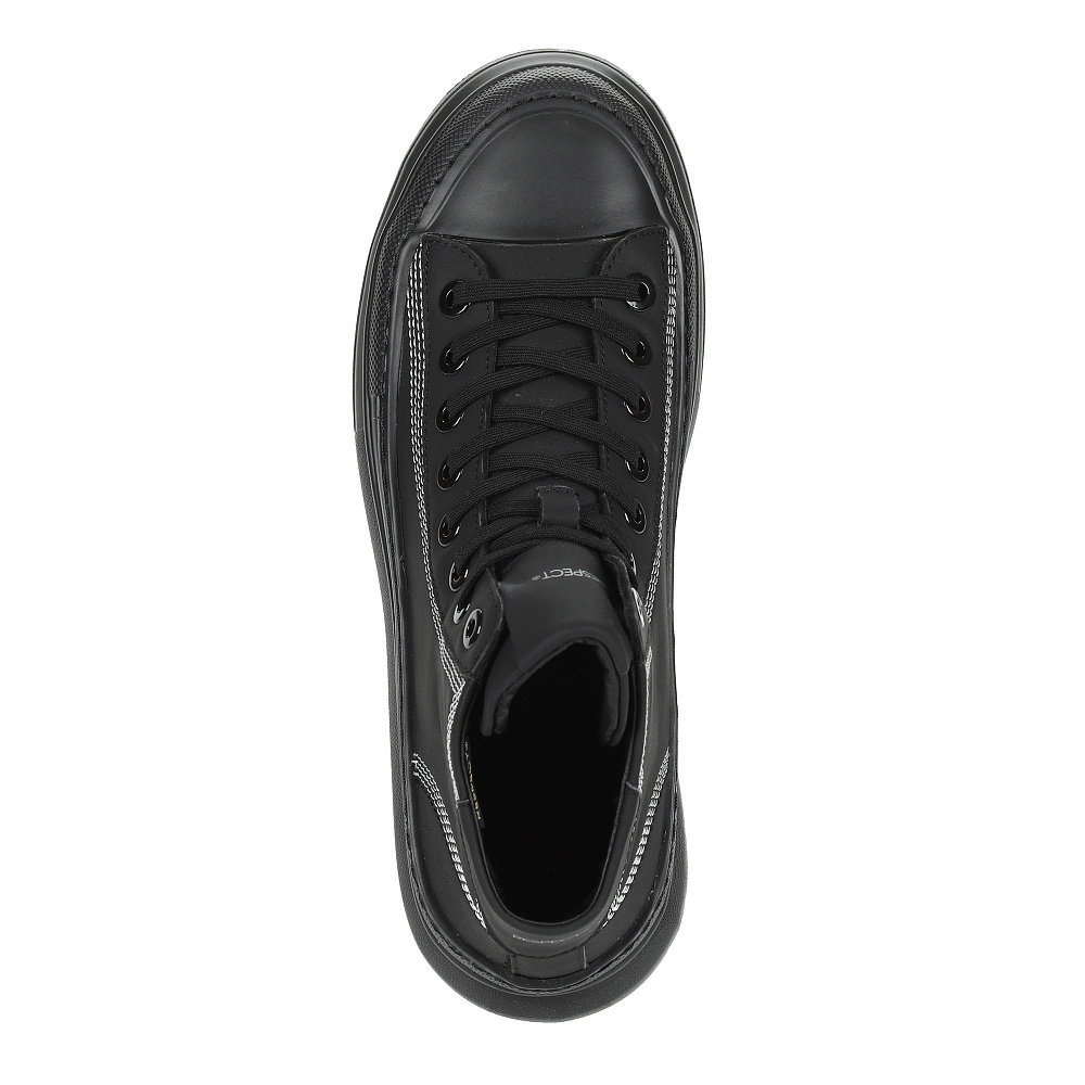 Черные кеды из кожи на подкладке из текстиля Respect