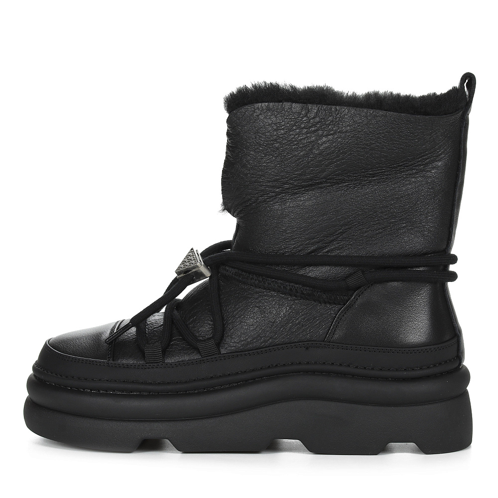 Черные зимние ботинки из гладкой кожи Respect