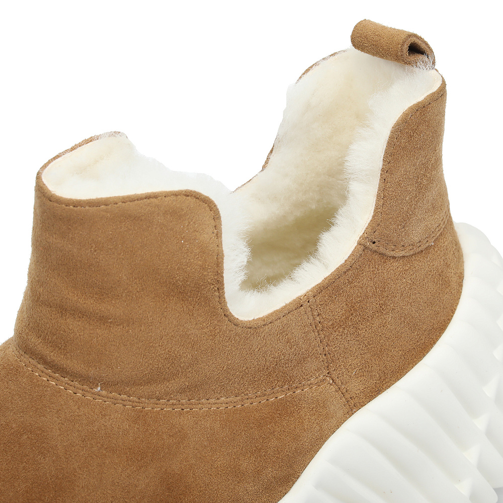 Бежевые зимние ботинки из натурального велюра RESPECT PREMIUM