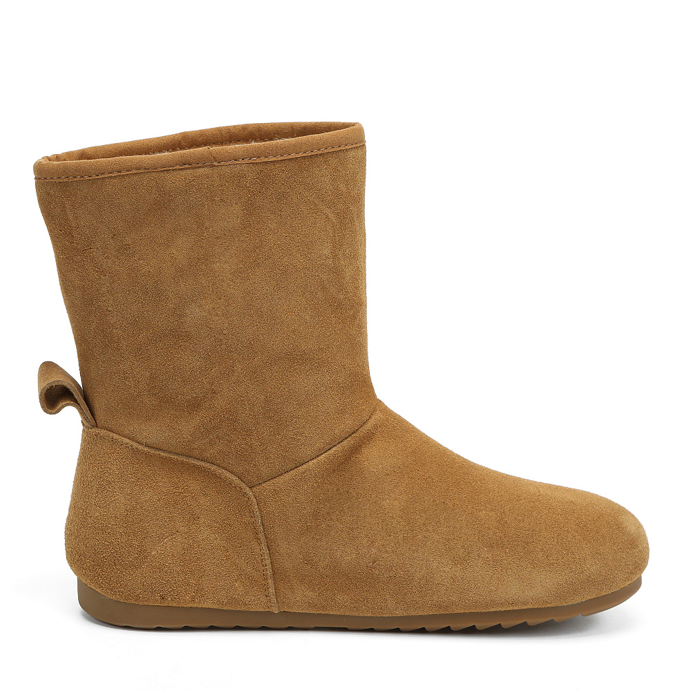 Бежевые зимние полусапоги из бархатистого велюра Respect