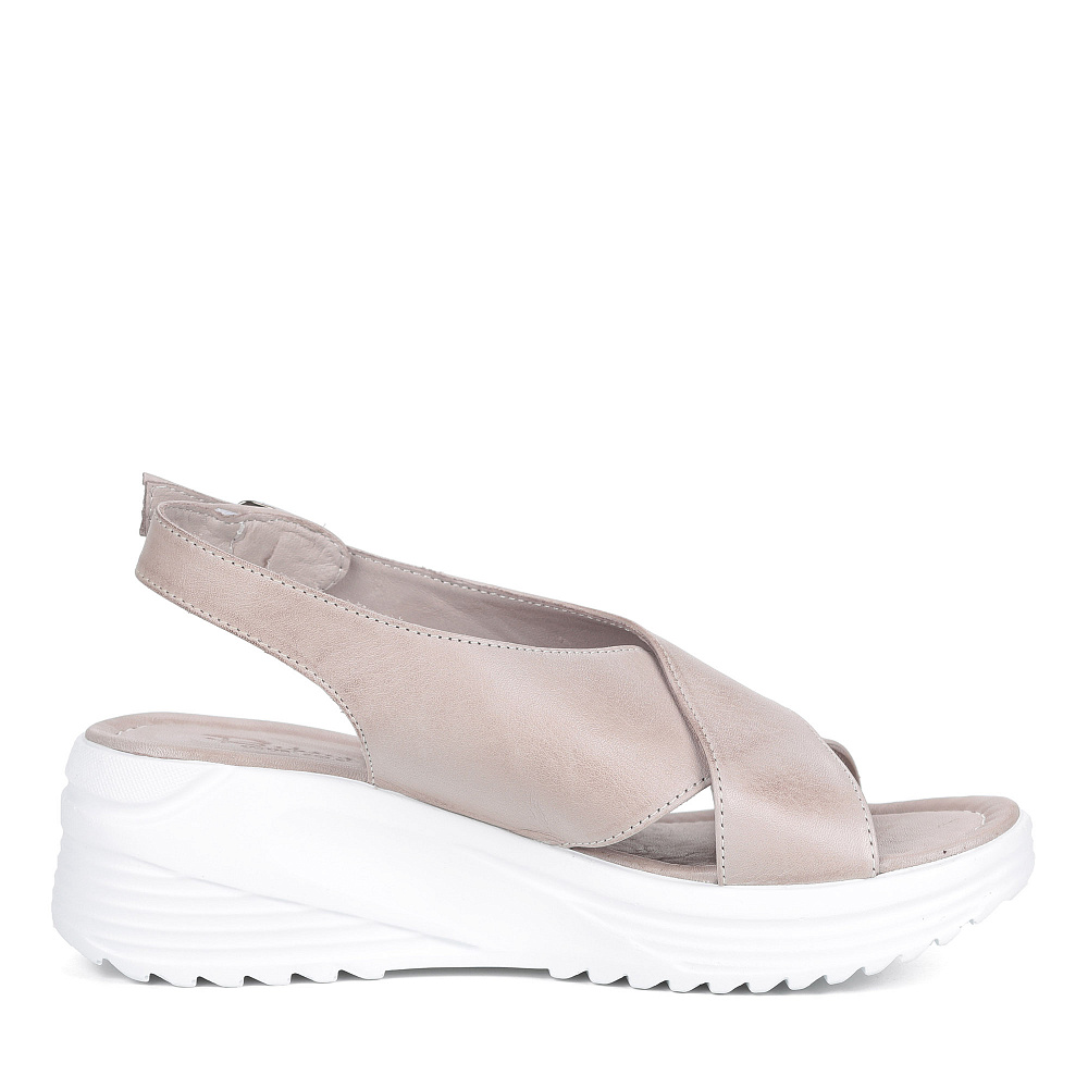 Бежевые босоножки на танкетке Respect