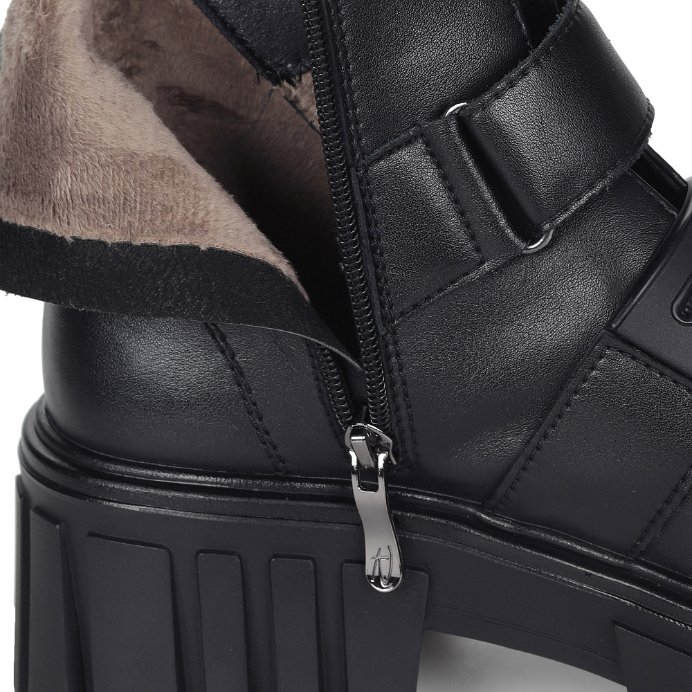 Черные ботинки милитари из кожи на текстильной подкладке Respect