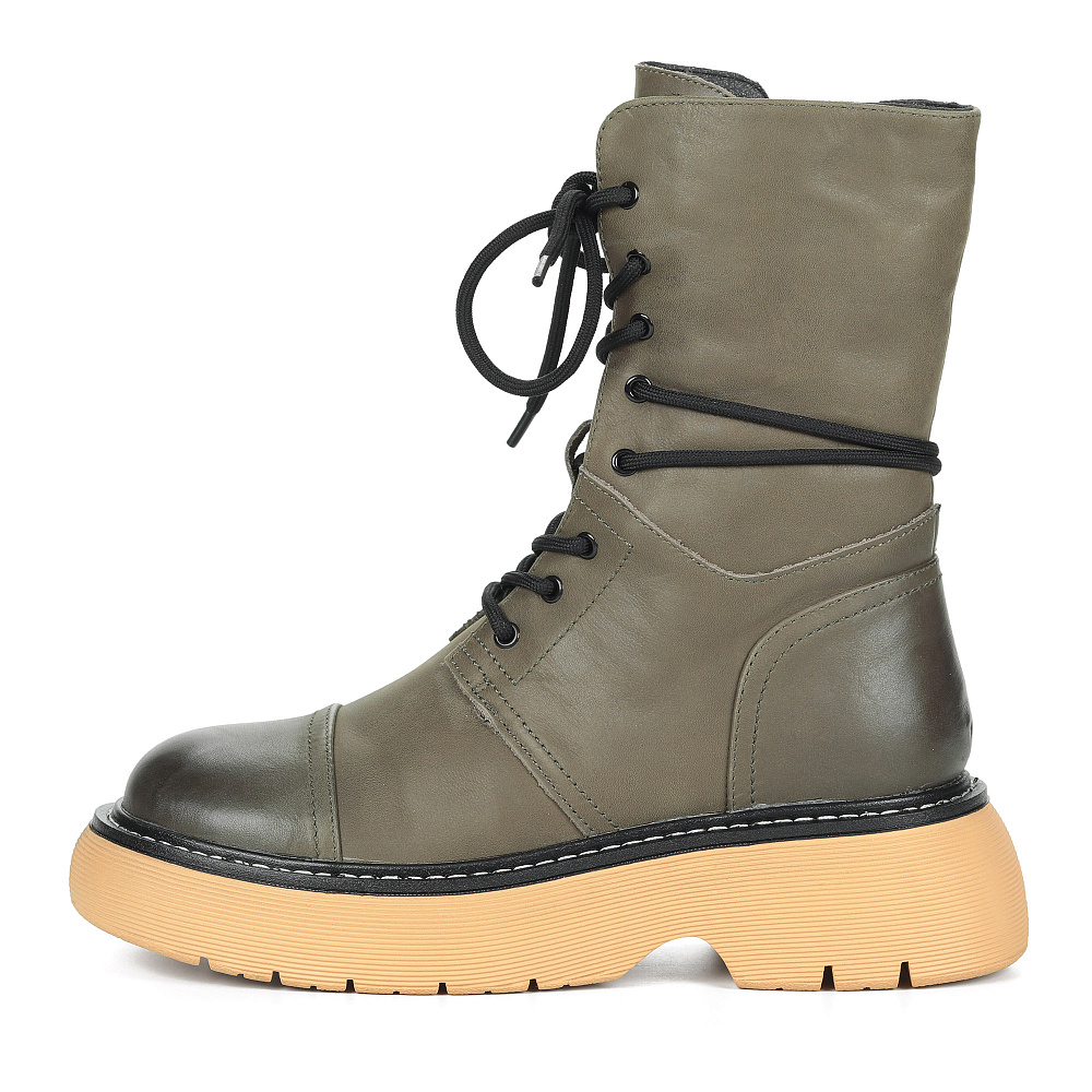 Оливковые ботинки из кожи на подкладке из натуральной шерсти Respect