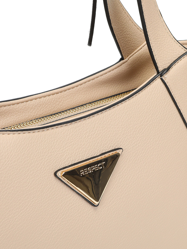Бежевая сумка сэтчел из экокожи Respect
