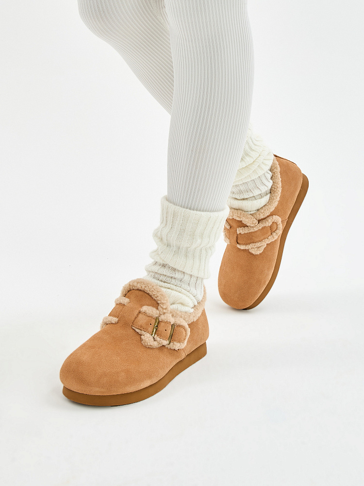 Рыжие зимние полуботинки угги из бархатистого велюра Respect