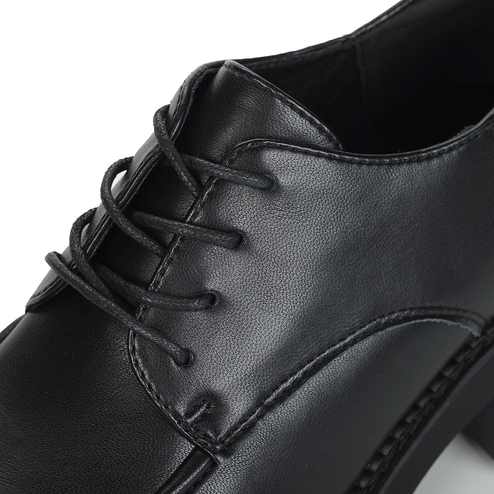 Черные закрытые туфли на шнурках из кожи без подкладки на утолщенной подошве Respect