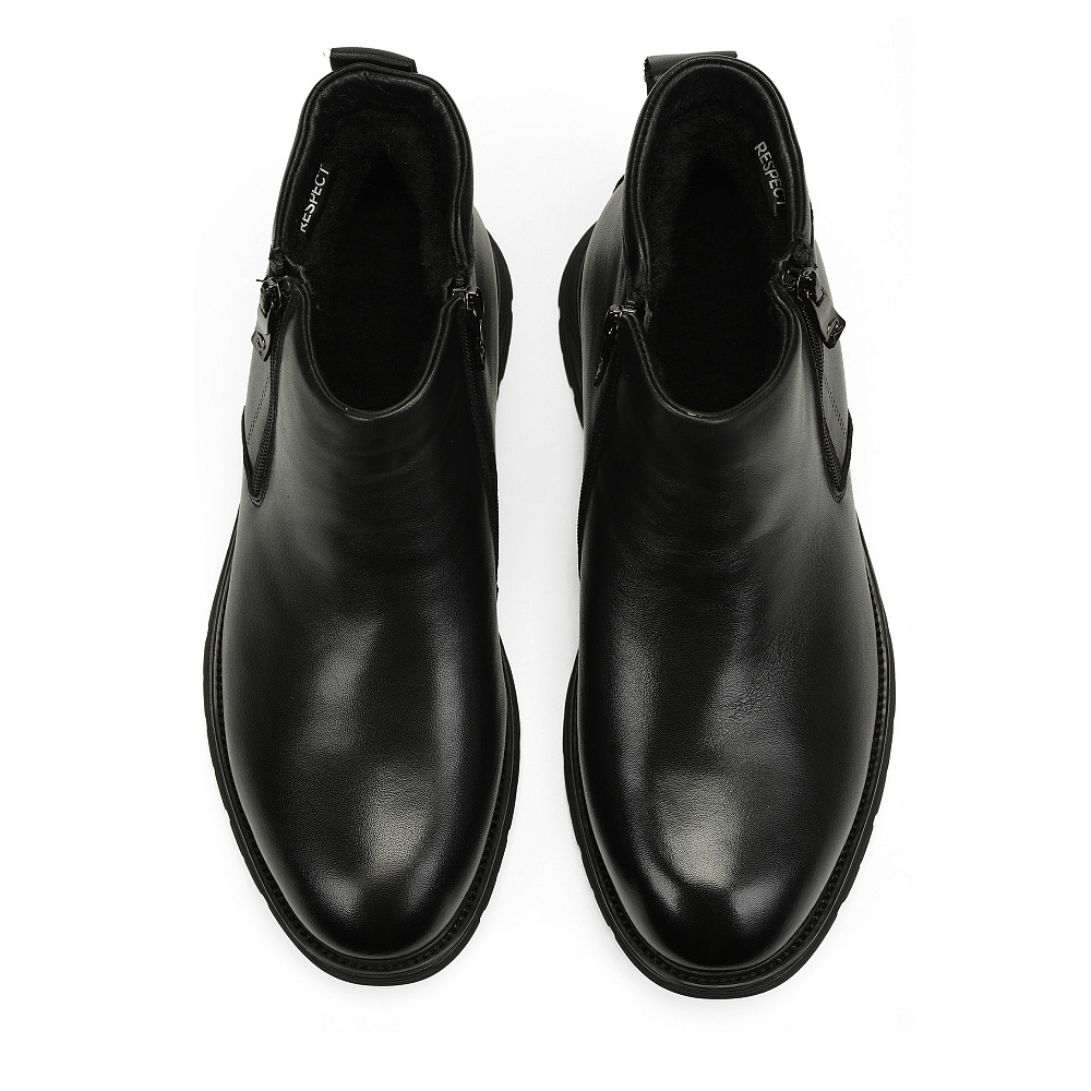 Черные зимние ботинки из гладкой кожи Respect