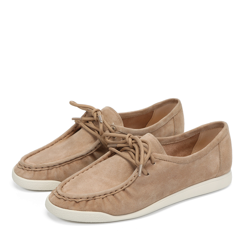 Бежевые топсайдеры из натурального велюра Respect