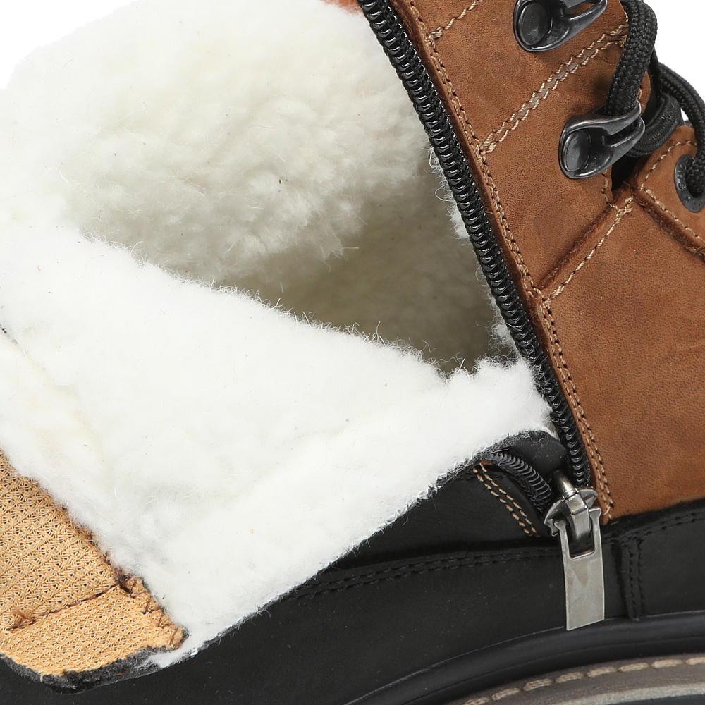 Черно-рыжие зимние ботинки из кожи Respect