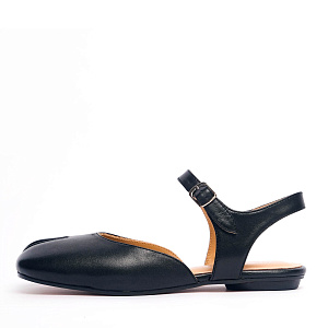Черные открытые туфли таби из гладкой кожи