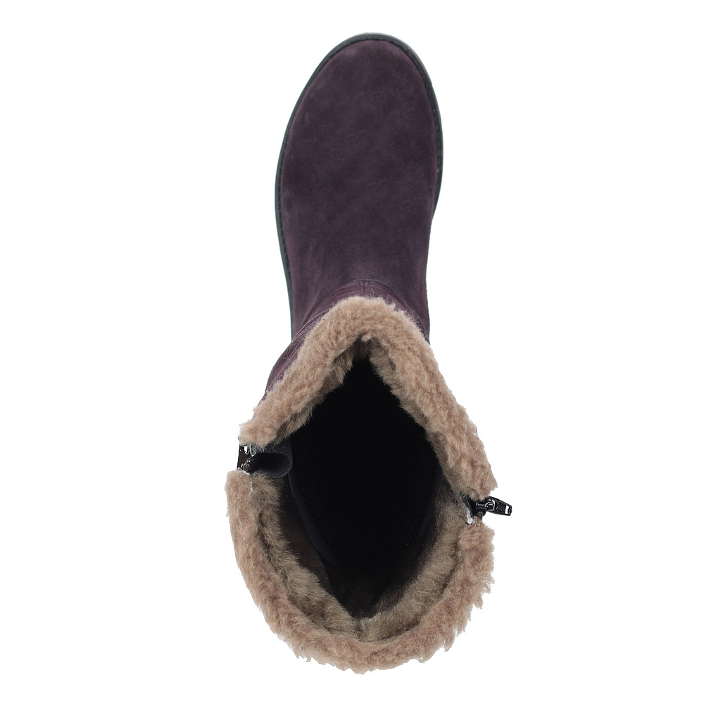 Бордовые сапоги из велюра на шерсти Rieker