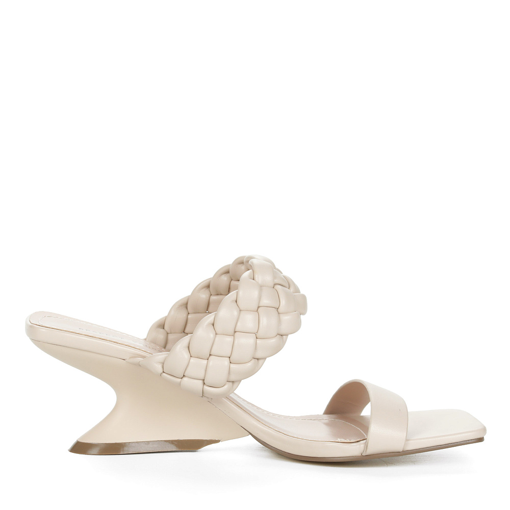 Бежевые сабо из плетеной экокожи на подкладке из экокожи Respect