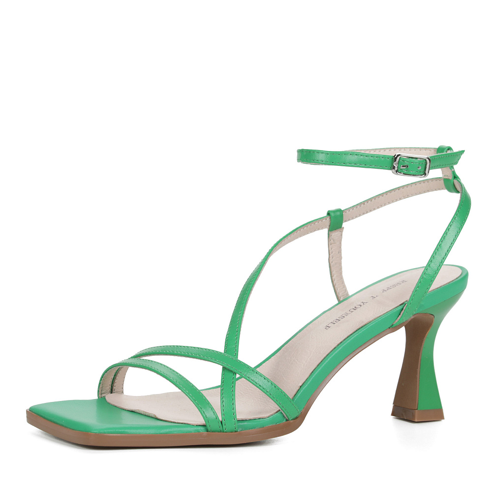 Зеленые босоножки из кожи на подкладке из натуральной кожи на талированном каблуке Respect