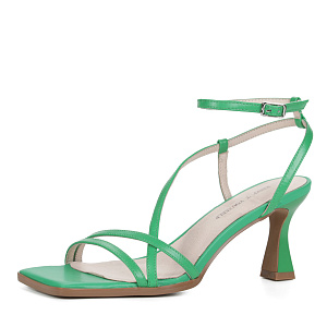 Зеленые босоножки из кожи на подкладке из натуральной кожи на талированном каблуке