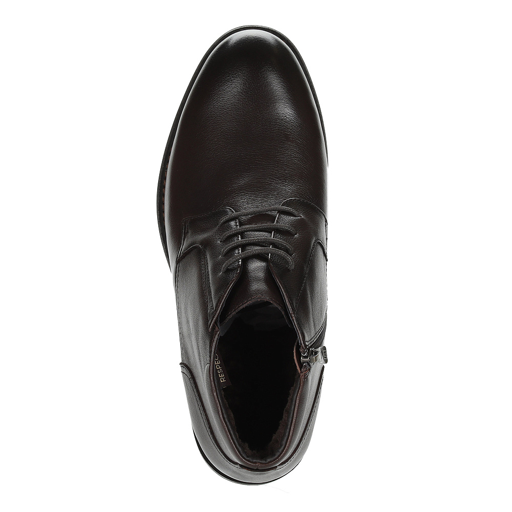 Коричневые зимние ботинки из гладкой кожи Respect