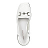 Белые открытые туфли из кожи на подкладке из экокожи на каблуке трапеция