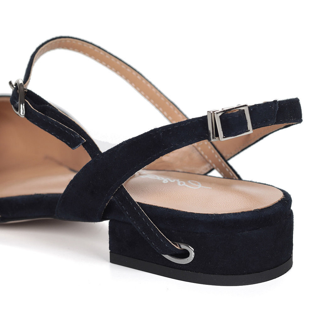 Синие открытые туфли из велюра CorsoComo