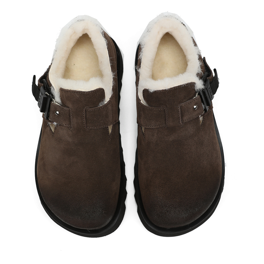 Коричневые утепленные полуботинки из бархатистого велюра Respect