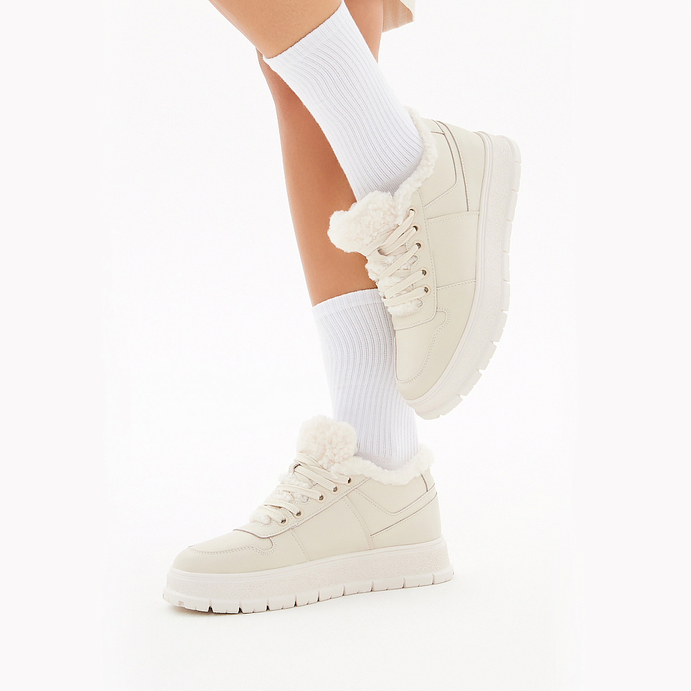 Утепленные кеды из кожи рисового цвета RSP LAB