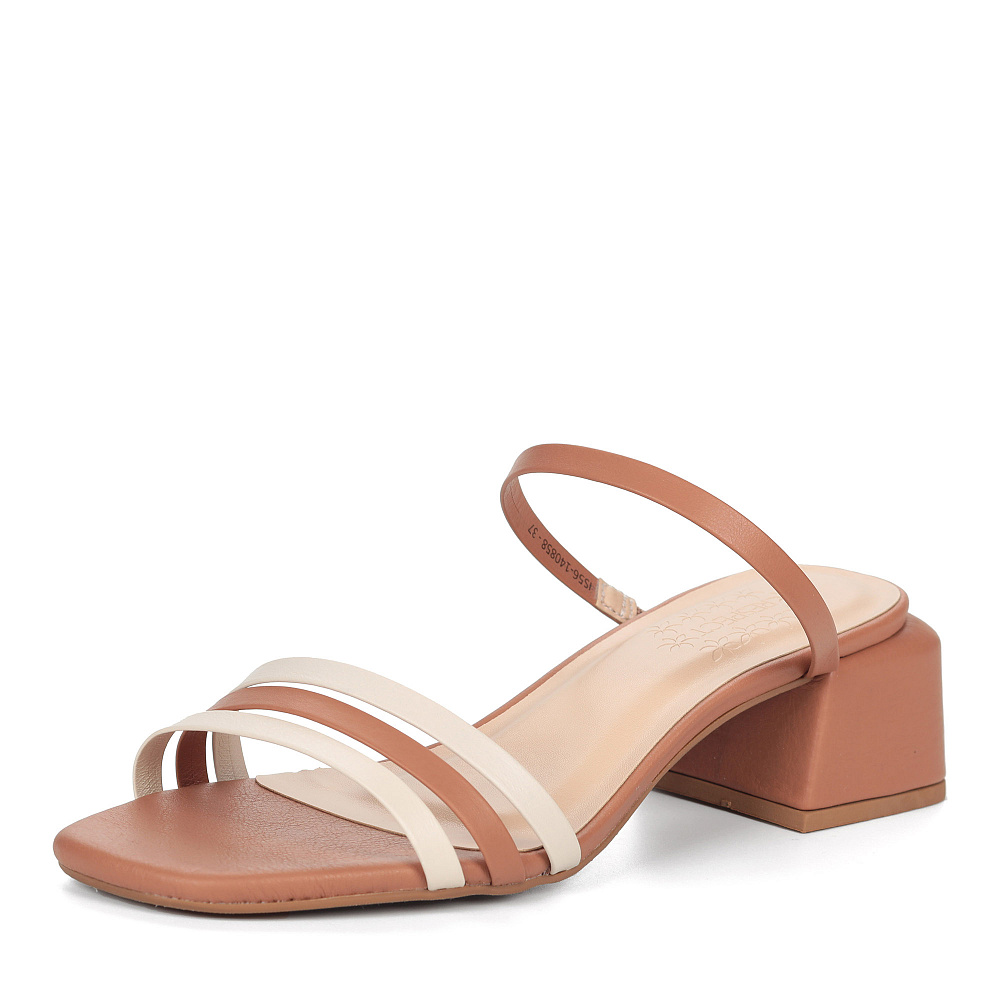 Бежево-коричневые  босоножки из кожи Respect