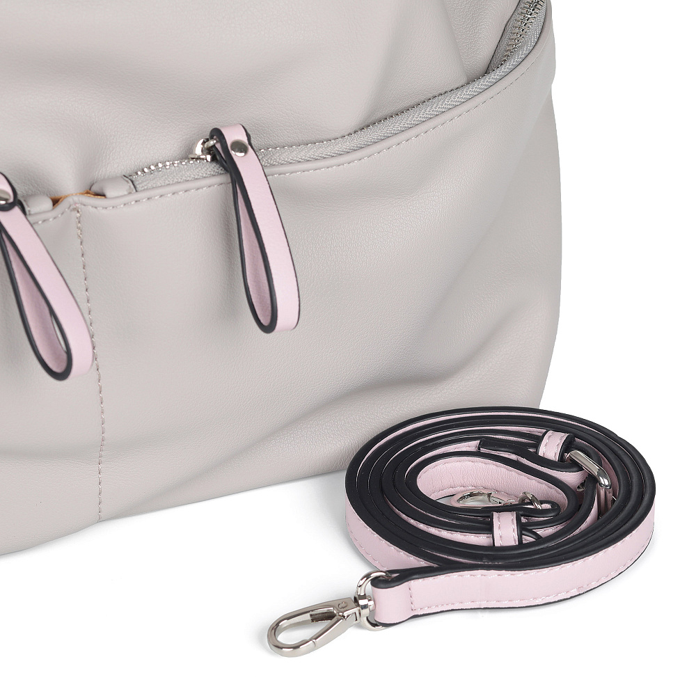 Серо-розовая сумка тоут из экокожи Portofiano