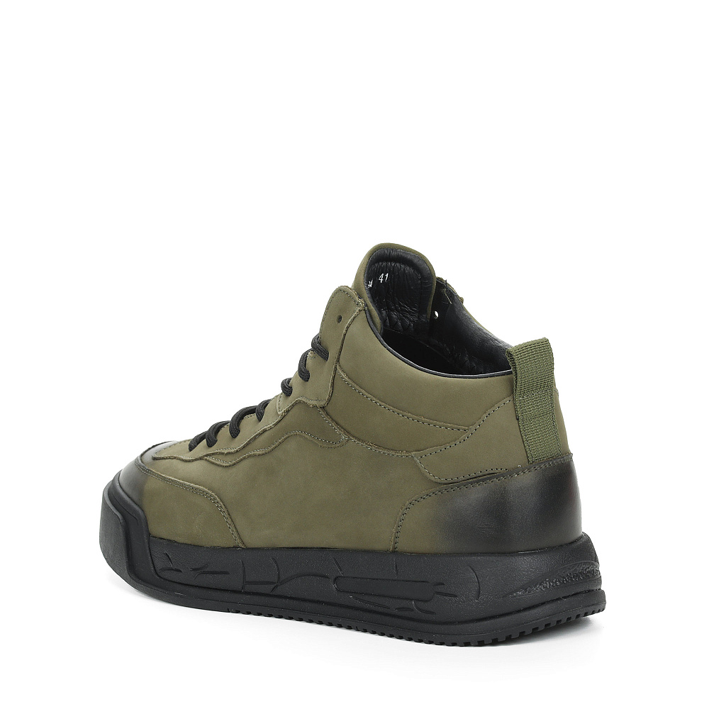 Зеленые утепленные кеды из нубука Respect