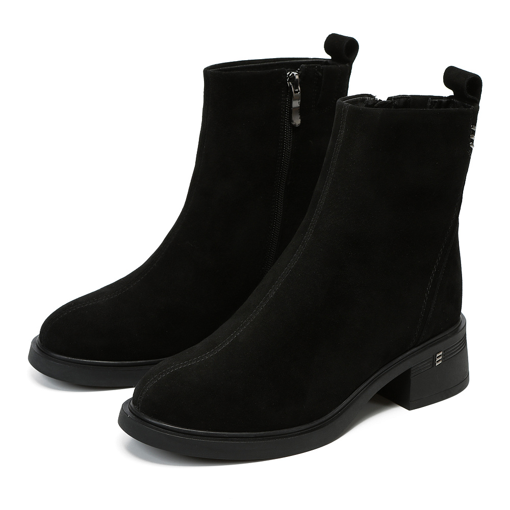 Черные зимние ботильоны из натурального велюра Respect