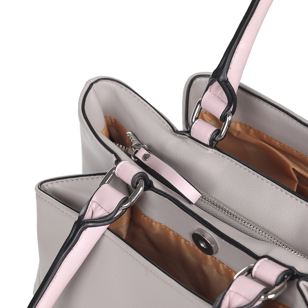 Серо-розовая сумка тоут из экокожи Portofiano