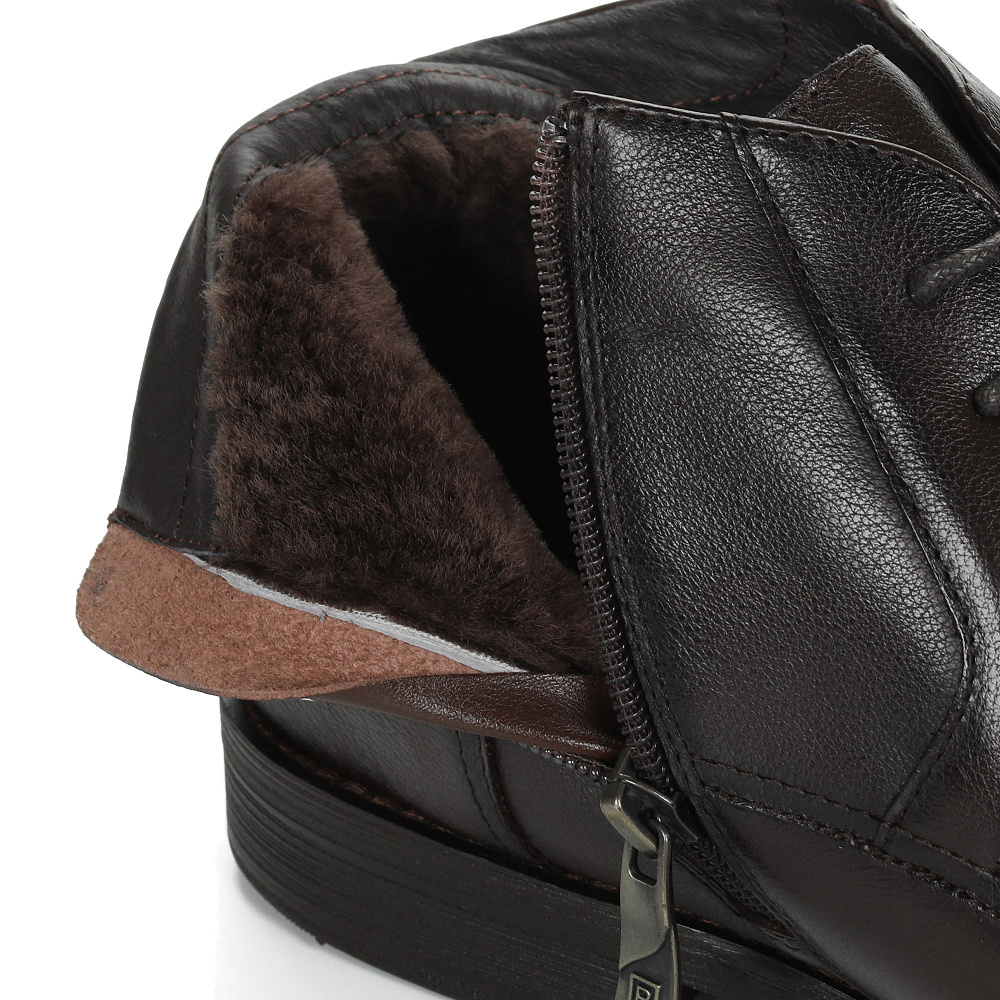 Коричневые зимние ботинки из гладкой кожи Respect