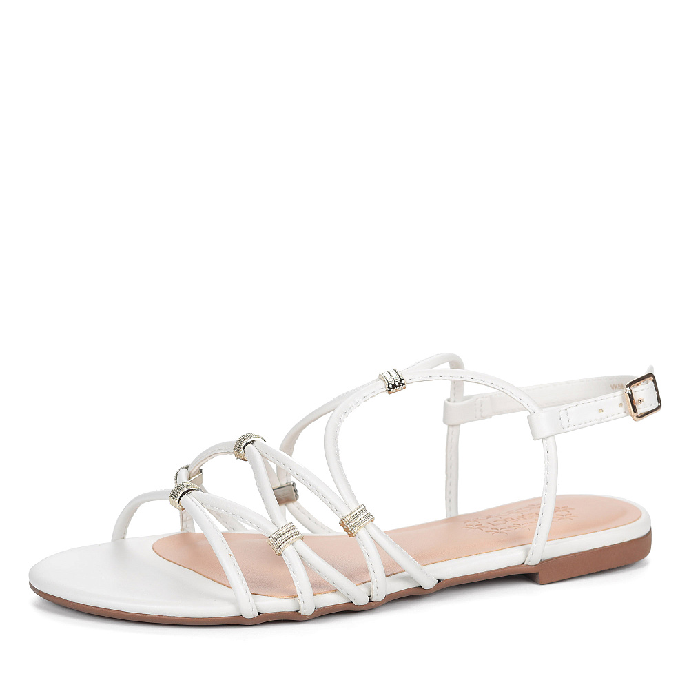 Белые сандалии из кожи на плоской подошве Respect