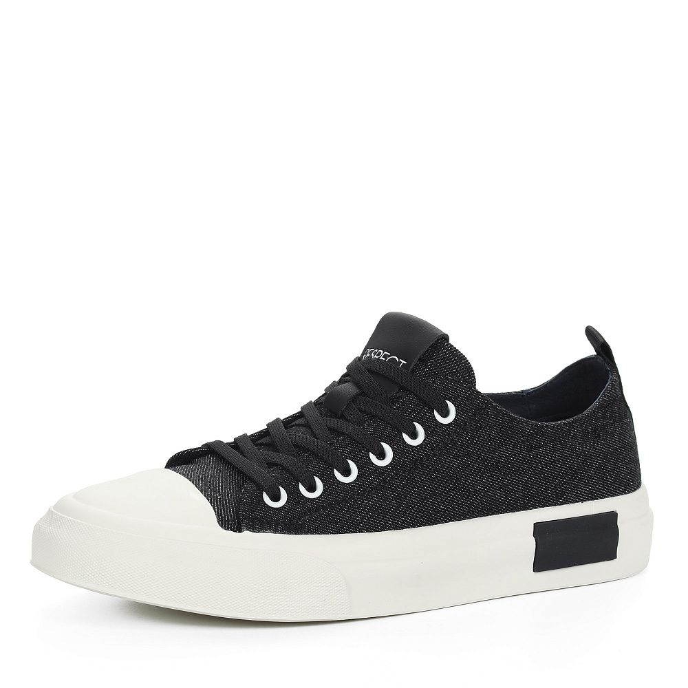 Черные текстильные кеды с прорезиненным носком Respect