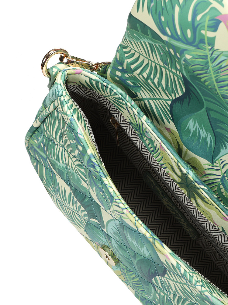 Зеленая сумка мессенджер из экокожи с принтом Respect