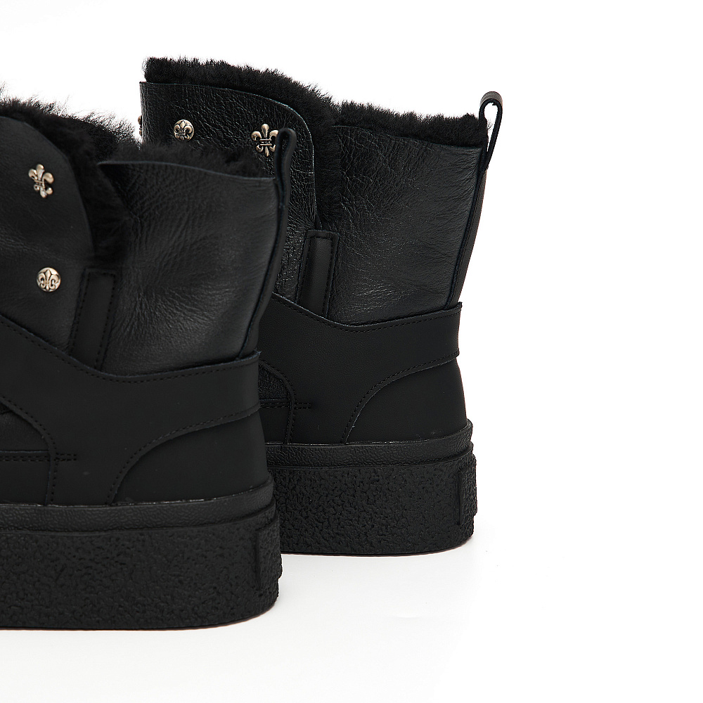 Черные дутики луноходы из гладкой кожи Respect